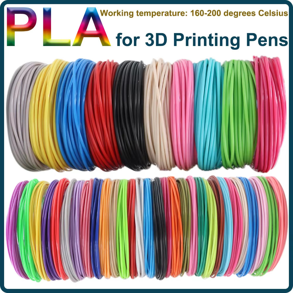 Colored PLA Filament for 3D Pen Printing - Smoke-Free and Safe Plastic Refill in Various Lengths (36M, 50M, 100M, 150M, 200M) for Children's 3D Printing Pens