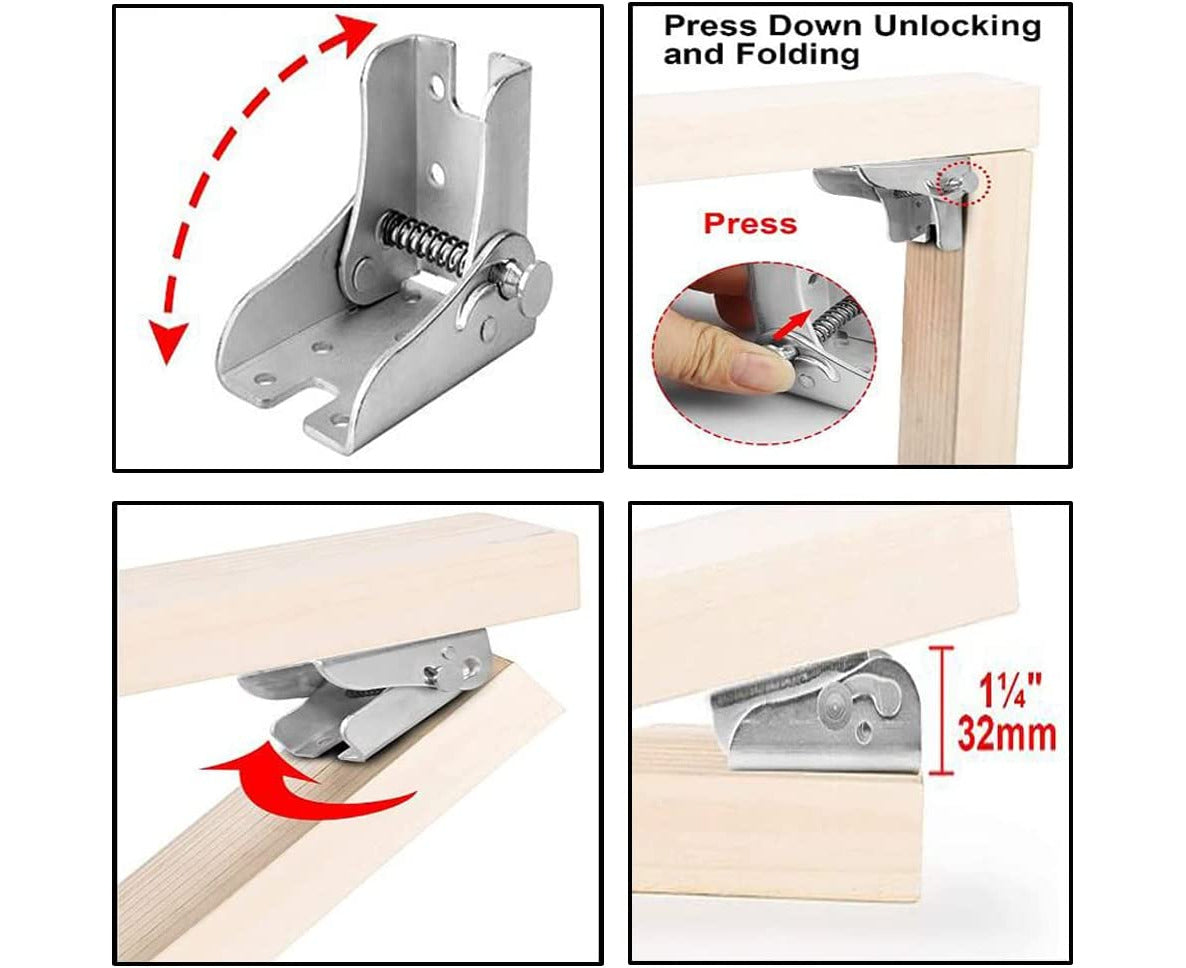 (4 Pieces) Folding Frame, Self-Locking Hinge, Folding Table Legs, Folding Workbench