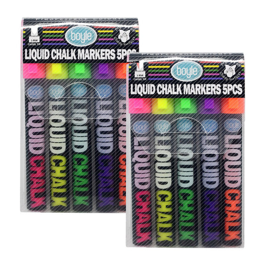 2X 5Pc  Kids/Child Liquid Chalk Writing/Drawing Craft Markers Fluorescent