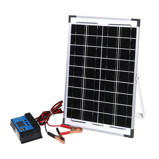 12V 10W Solar Panel Kit Mono Caravan Folding Camping Charging Controller Kits