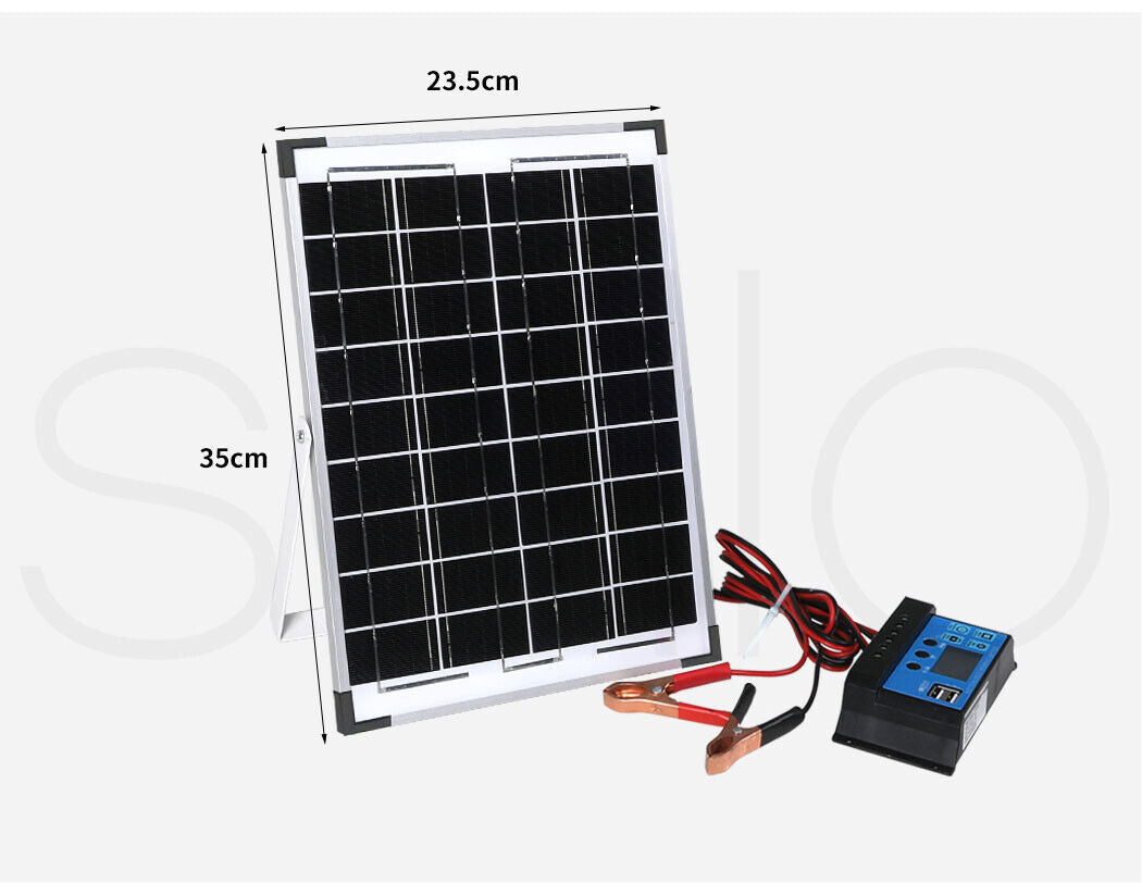 12V 10W Solar Panel Kit Mono Caravan Folding Camping Charging Controller Kits