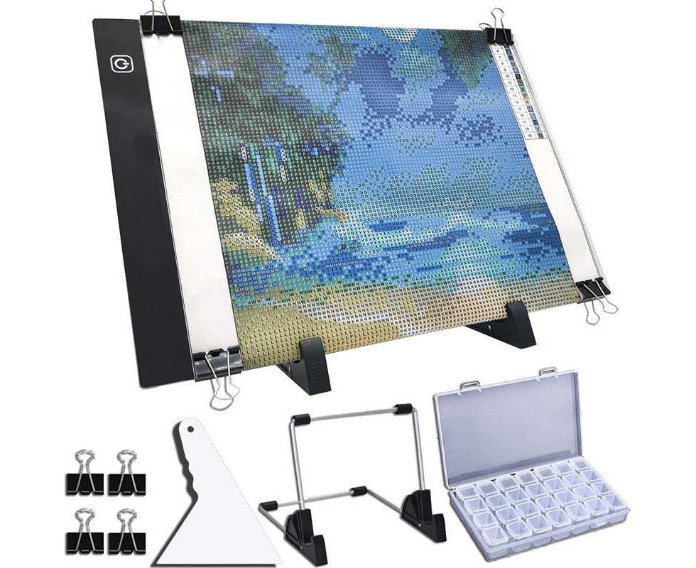 A4 LED Light Pad for Diamond Painting USB Powered Light Board Kit with Detachable Stand and Clips-Suit3