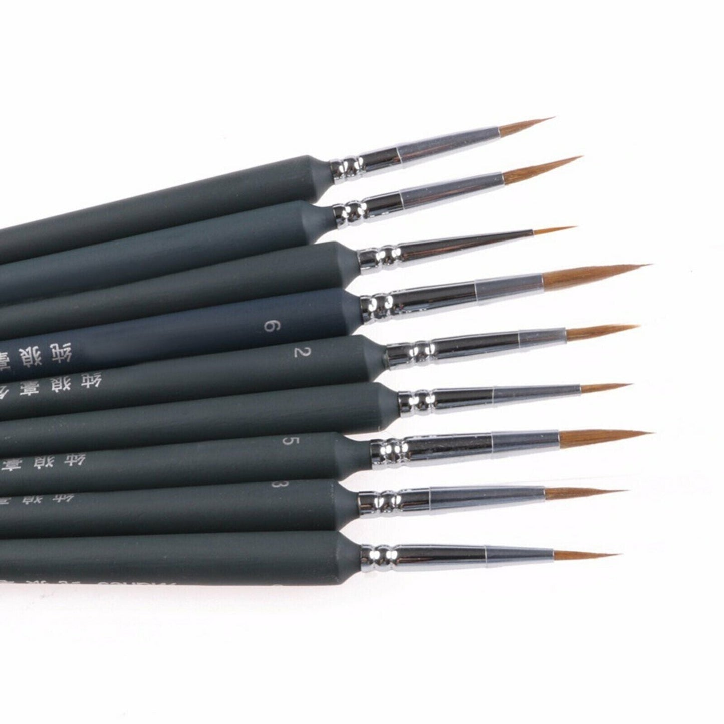 9 Pcs Artist Paint Brush Sable Hair Detail Miniature Brush Painting Brushes Set