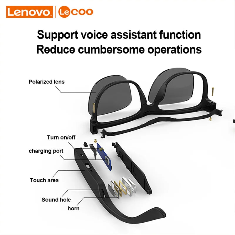 Lecoo C8 Wireless Bluetooth Smart Glasses with HD Microphone and Earphone for Outdoor Sports