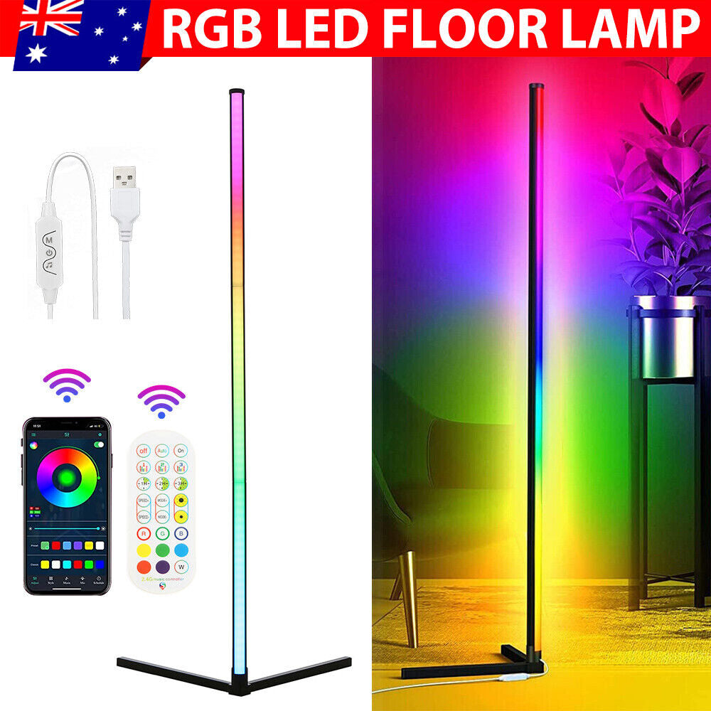 160CM RGB Floor Lamp Corner Light Stand LED Bluetooth Remote Control Streaming