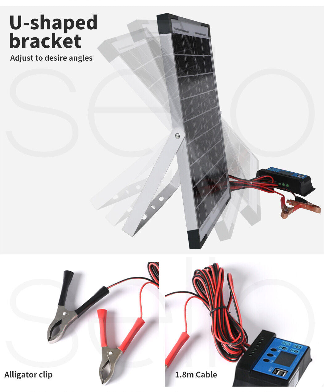 12V 10W Solar Panel Kit Mono Caravan Folding Camping Charging Controller Kits