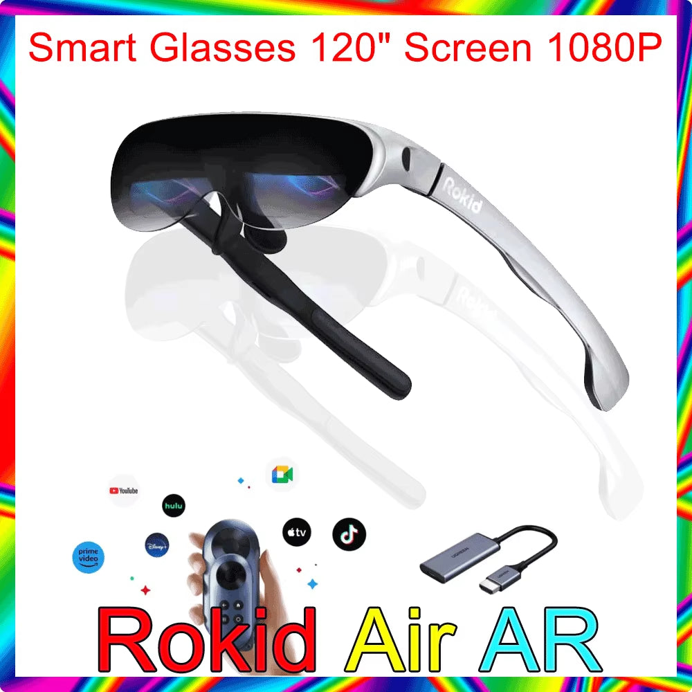 Air AR Smart Glasses 120" Screen with 1080P OLED Dual Display 43°Fov 55PPD Foldable Home Game Viewing Device