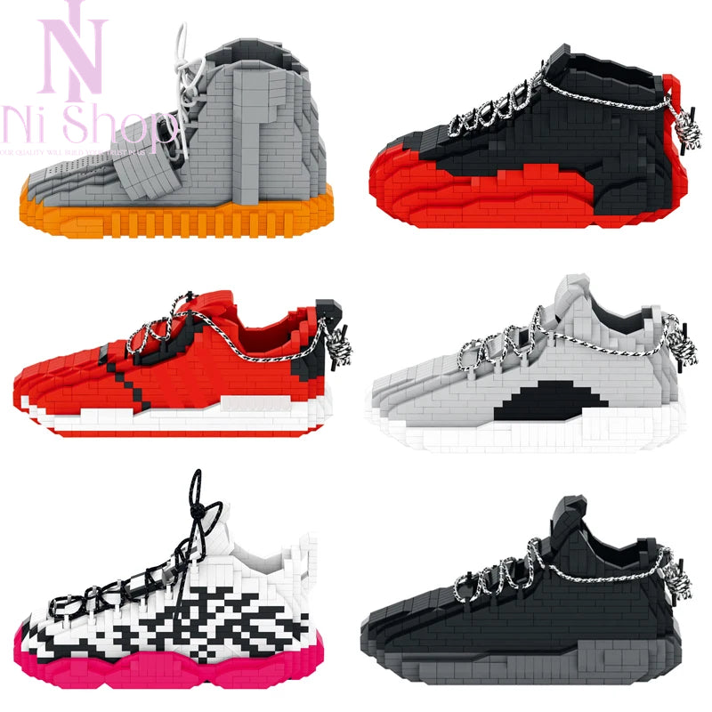 Sneakers Shoes Building Blocks Sport Basketball Shoe Bricks Assembly Toys Gifts