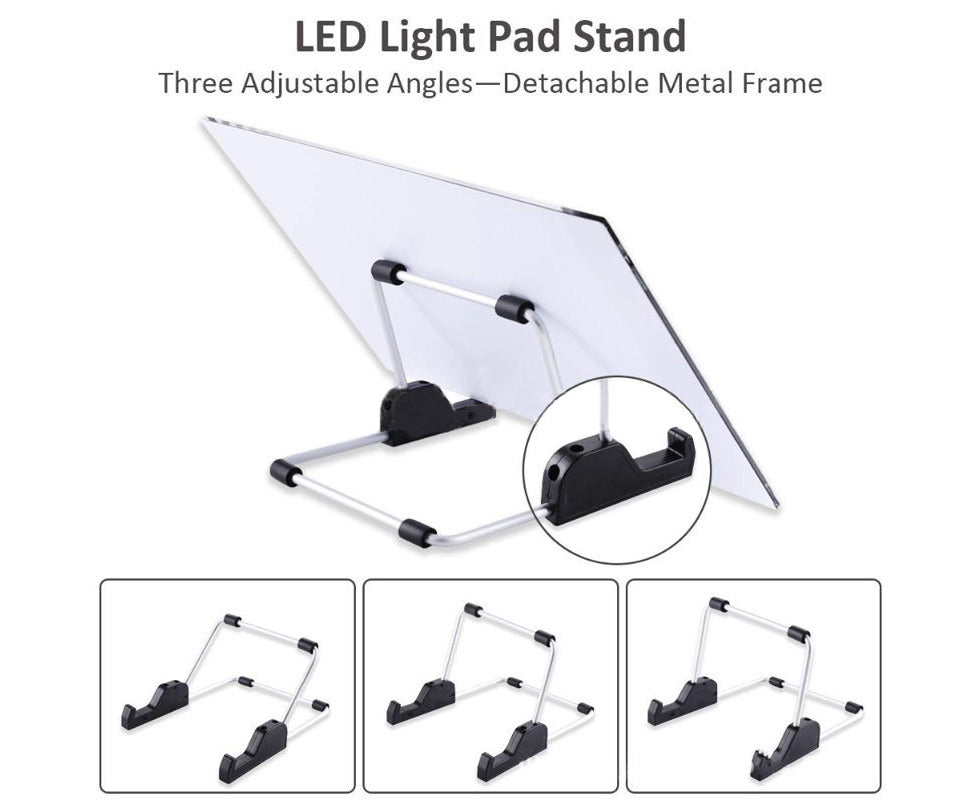 A4 LED Light Pad for Diamond Painting USB Powered Light Board Kit with Detachable Stand and Clips-Suit3