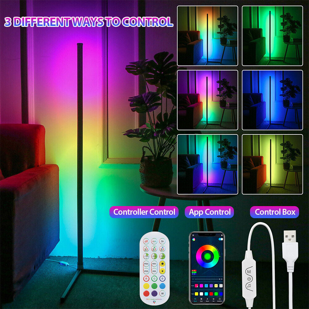 160CM RGB Floor Lamp Corner Light Stand LED Bluetooth Remote Control Streaming