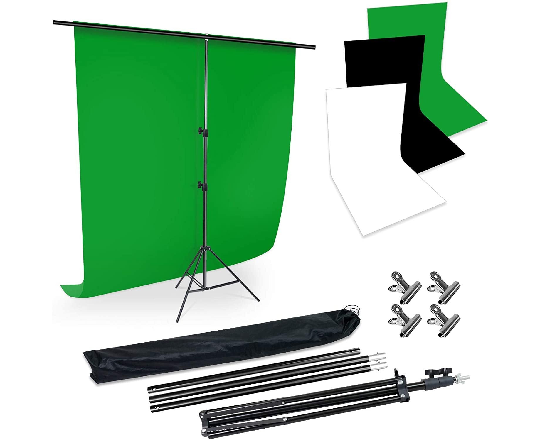 3M Studio Backdrop Stand Kit with Black, White & Green Screen